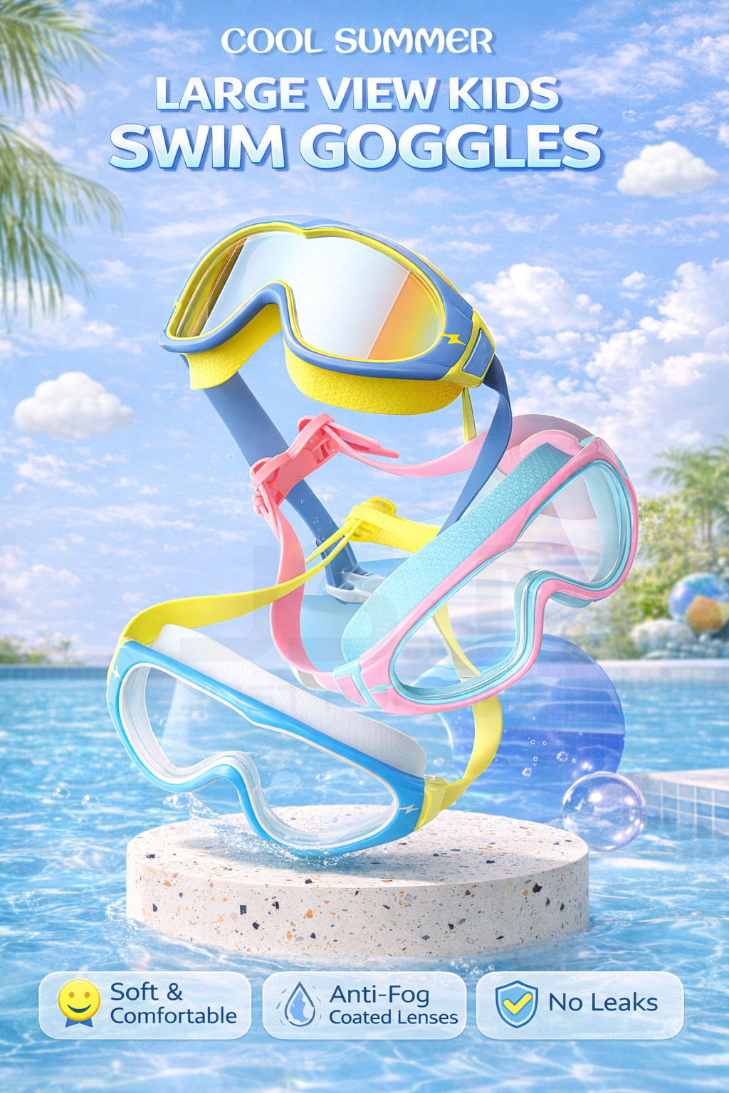 JSJM Kids Swimming Goggles Big - Silicone Mask Bracket 评论和价格