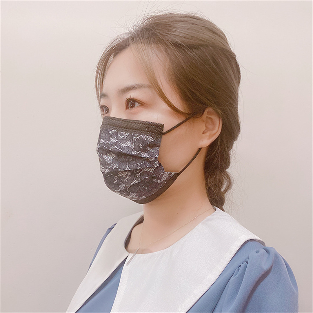 50PCS Disposable Lace Mouth Ma - Disposable Mask Blue 评论和价格