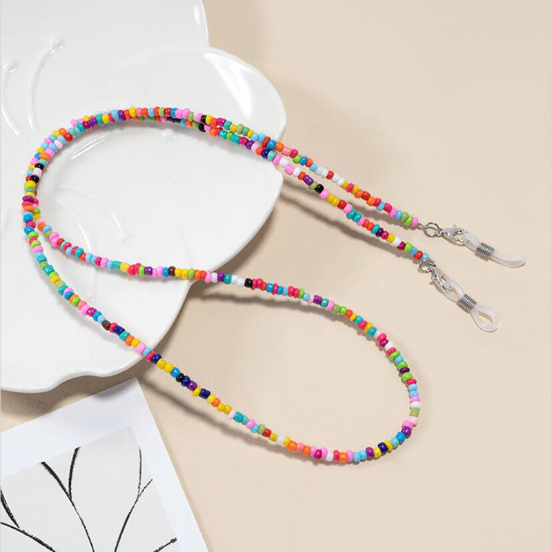 【F】 Colorful Rice Bead Glasses - Mask Chain Holder 评论和价格