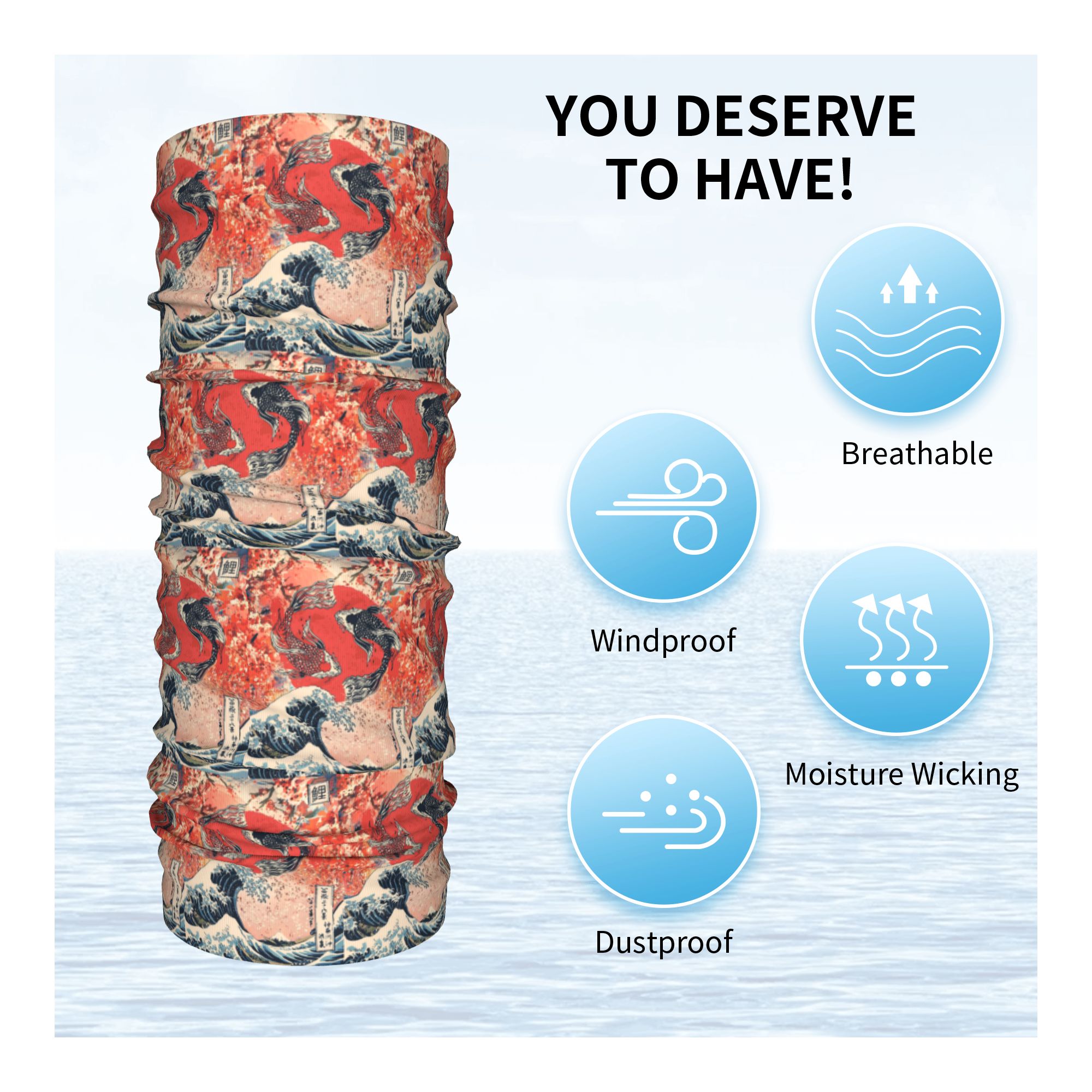 Koi Fish and Great Wave off Ka - Sports Mask Breathable 评论和价格