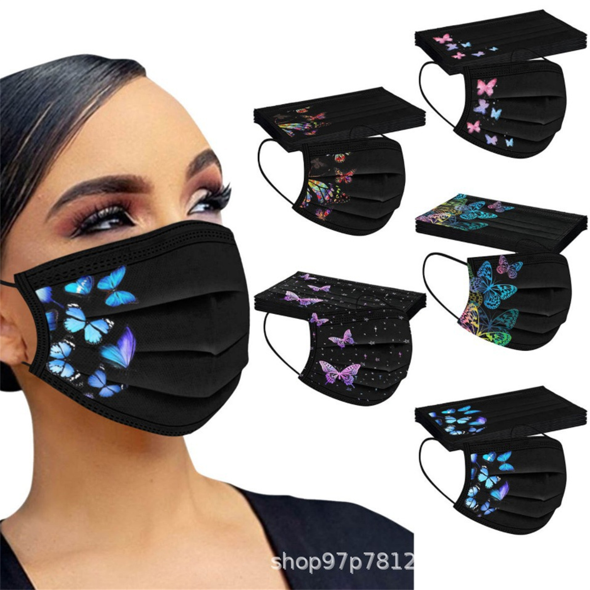 50pcs colorful butterfly print - Disposable Surgical Mask 评论和价格