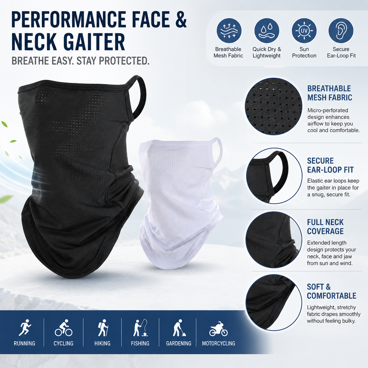 Breathable Quick-Dry Neck Gait - Respirator Half Face 评论和价格