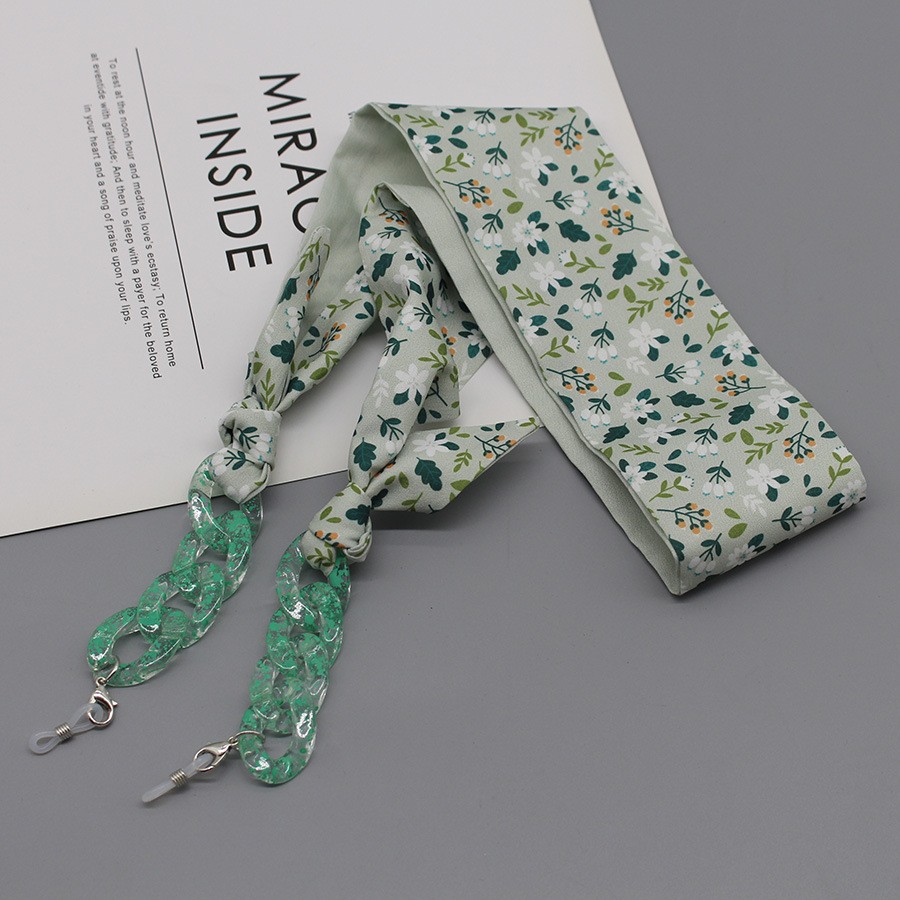 Bohemia Print Silk Scarf Glass - Mask Chain Holder 评论和价格
